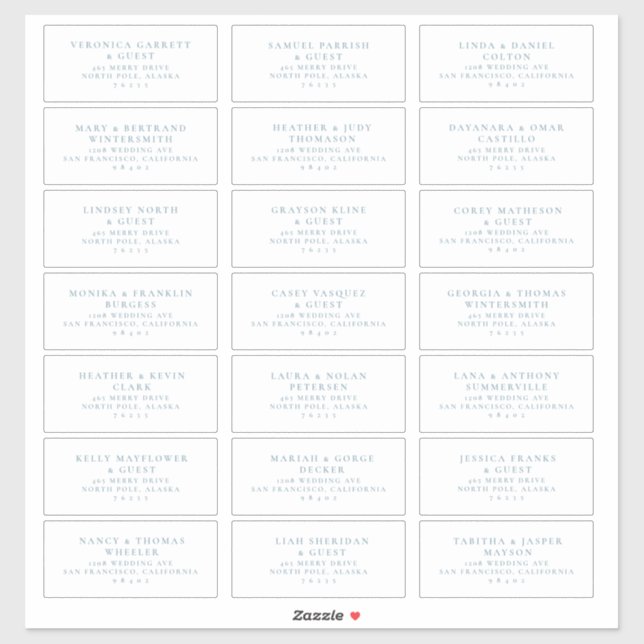 Pre-addressed Wedding Guest Mailing Label Stickers (Sheet)