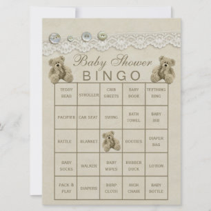 Pre Filled Customisable Teddy Baby Shower Bingo