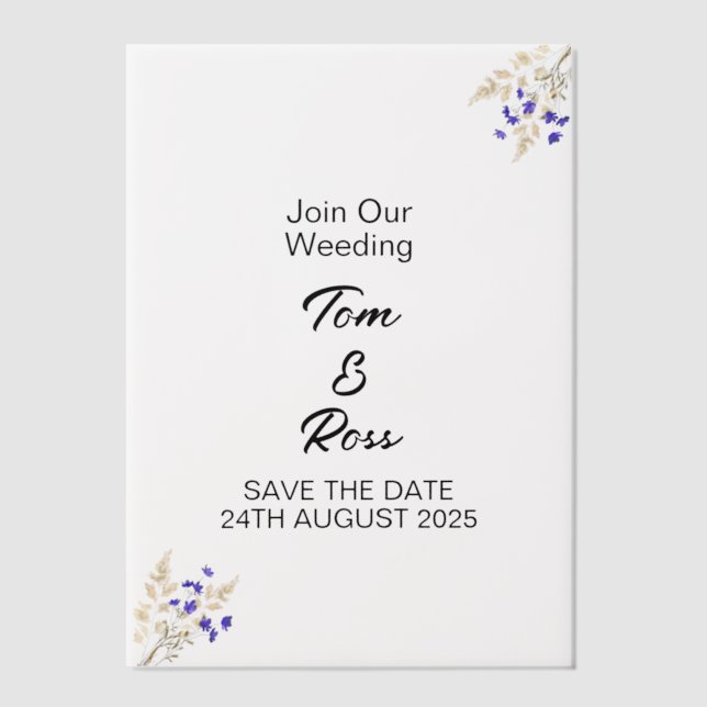 Pre-folded Vellum Jackets, personalised Sized for Vellum Invitations (Front)