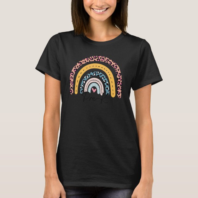 Pre K Boho Rainbow Student Teacher Back To School T-Shirt (Front)