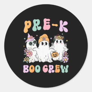 Pre-k Boo Crew Groovy Halloween Floral Ghost Pre K Classic Round Sticker
