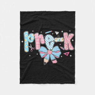 Pre-k Bow Pencil Chequered Funny Back To School Fleece Blanket