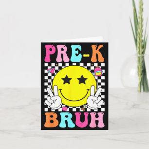 Pre-k bruh teacher kids retro smile back to school card