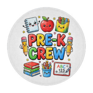 Pre K Crew Cute Preschool First Day School Student Cutting Board