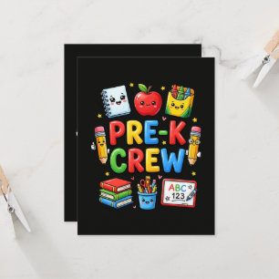 Pre K Crew Cute Preschool First Day School Student Invitation