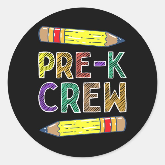 Pre-k Crew Fun Prek Teachers Back To School  Classic Round Sticker (Front)