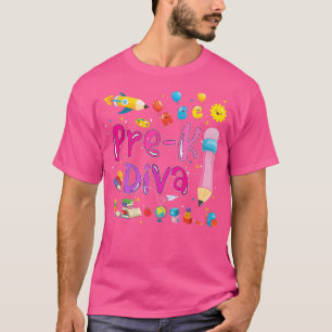 Pre K Diva Cute Pencil Pre K First Day Of School P T-Shirt
