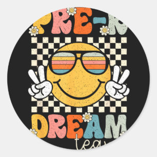 Pre-k dream team smile retro back to school pre-k classic round sticker