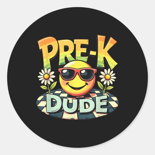 Pre-k Dude Funny Back To School First Day Of Schoo Classic Round Sticker (Front)
