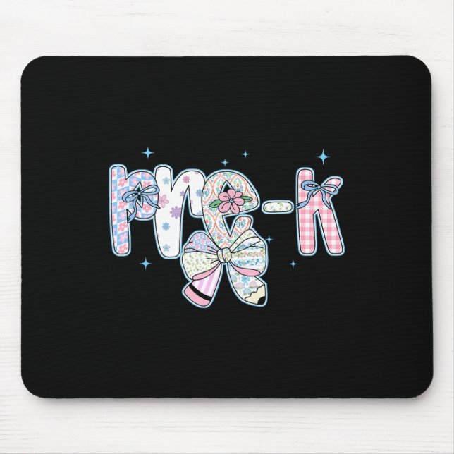 Pre-k First Day Of School Coquette Preppy Pencil F Mouse Mat (Front)