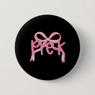 Pre-k First Day Of School Girls Pink Bow Coquette 6 Cm Round Badge