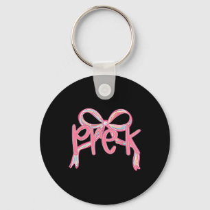 Pre-k First Day Of School Girls Pink Bow Coquette Key Ring