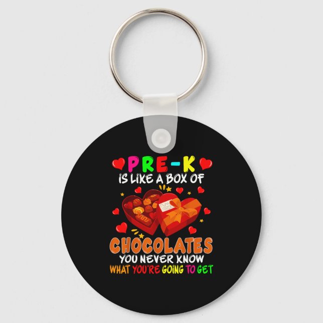 Pre-k Funny Box Of Chocolates Valentine's Day Teac Key Ring (Front)