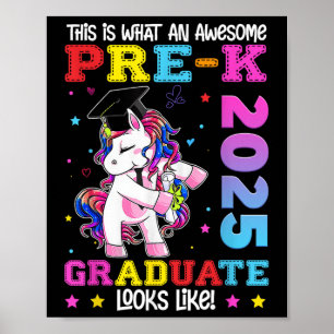 Pre-k Grad 2025 Unicorn Girls Preschool Graduation Poster
