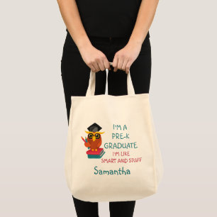 Pre-K Graduate Cute 2022 Owl Funny Graduation Name Tote Bag