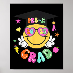 Pre-k Graduate Groovy Smile Face Graduation 2025 G Poster