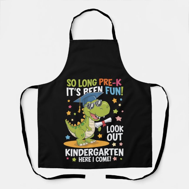 Pre K Graduate Kindergarten Dinosaur T Rex Apron (Front)