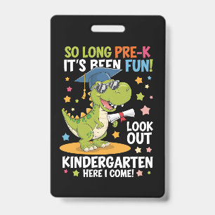 Pre K Graduate Kindergarten Dinosaur T Rex ID Badge
