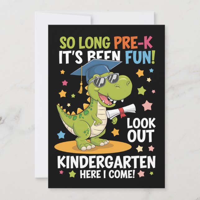 Pre K Graduate Kindergarten Dinosaur T Rex Invitation (Front)