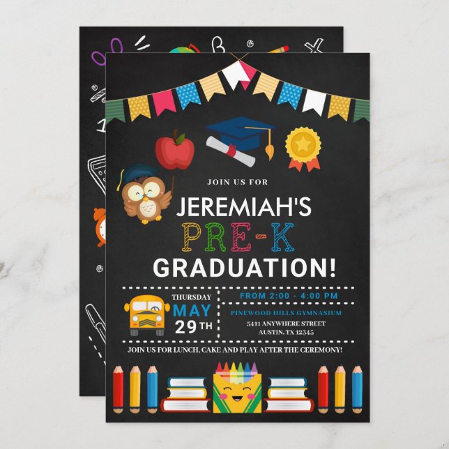 Pre-K Graduation Chalkboard Invitation (Front/Back)