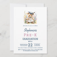 Pre-K Graduation Party Cute Teddy Bear & Flowers