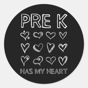 Pre K Has My Heart Teacher Valentines Day Classic Round Sticker
