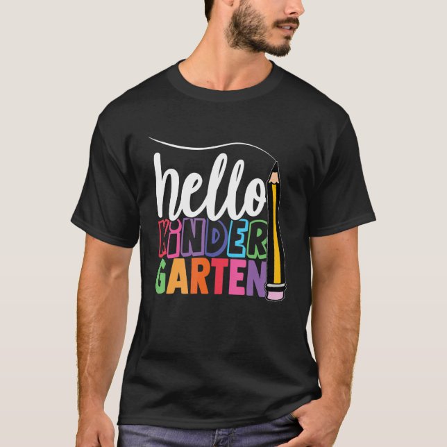 Pre-K Hello Kindergarten First Day Of School Back  T-Shirt (Front)