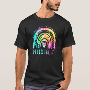 Pre K Hello Kindergarten Tie Dye Rainbow Happy Fir T-Shirt