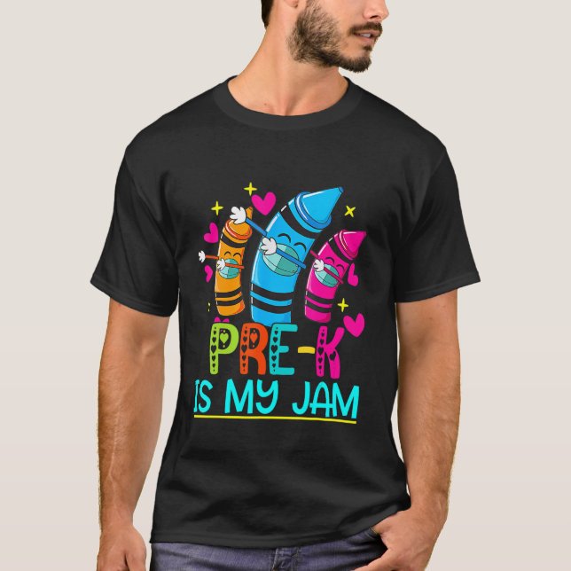 Pre k is my jam Teacher Student  100 Days Smarter T-Shirt (Front)