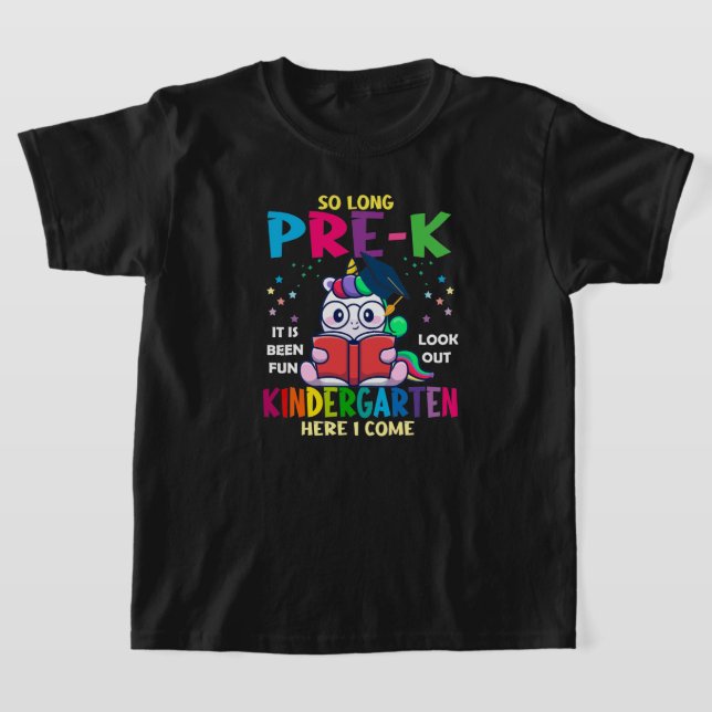 Pre-K Kindergarten Here I Come Unicorn Graduation T-Shirt (Laydown)