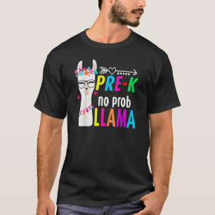 Pre K Kindergarten No Prob Llama Flower Heart Back T-Shirt