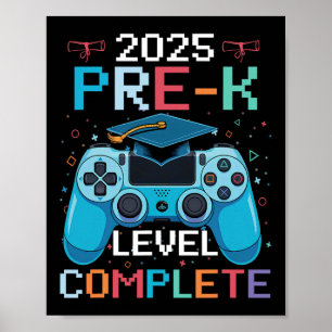 Pre-k Level Complete Video Gamer Boy Graduation  Poster