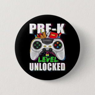 Pre-k Level Unlocked Gamer First Day Of School Boy 6 Cm Round Badge