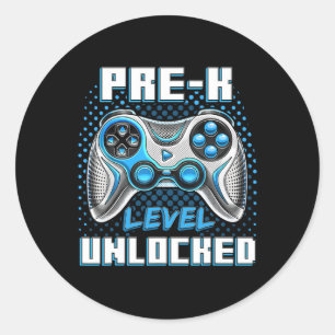 Pre-k Level Unlocked Preschool Gamer Boy First Day Classic Round Sticker