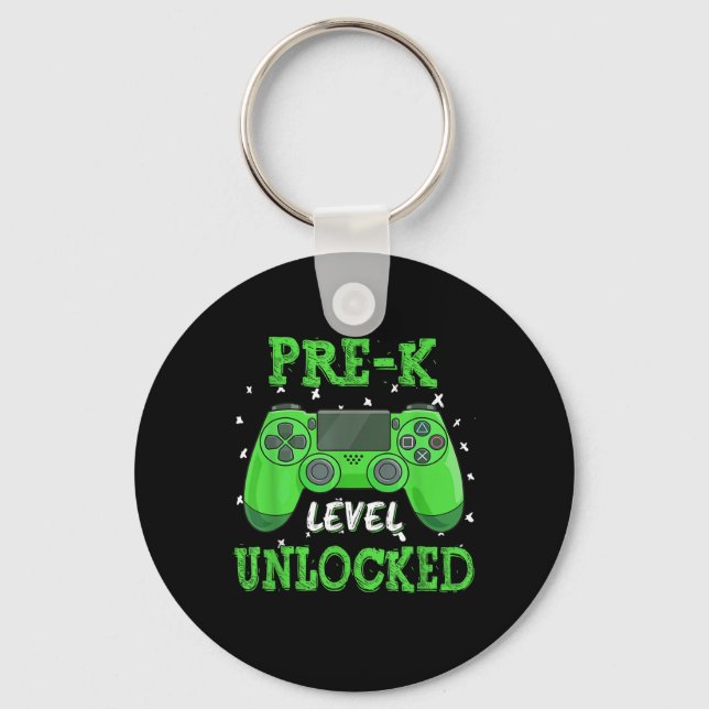 Pre K Level Unlocked Video Game Back To School Boy Key Ring (Front)