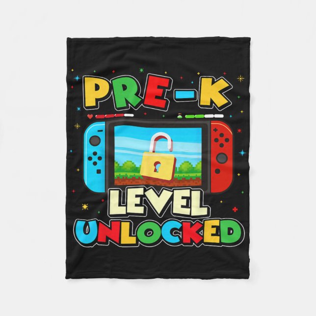Pre-k Level Unlocked Video Gamer Boys Kids Ck To S Fleece Blanket (Front)