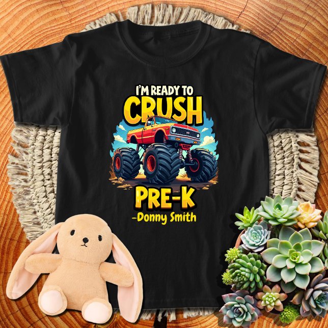 Pre-K Monster Truck Back To School Custom Name T-Shirt (Creator Uploaded)