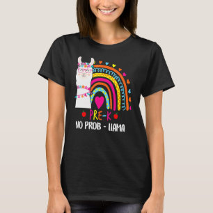Pre K No Prob Llama Teacher Rainbow Back To School T-Shirt