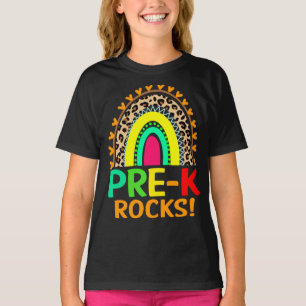 Pre-K Rocks Rainbow Leopard Back To School T-Shirt