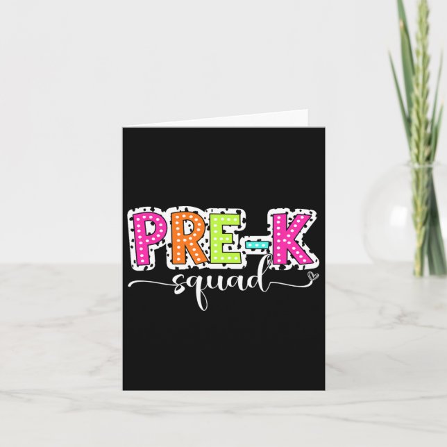 Pre-k Squad Back To School Dalmatian Dots  Card (Front)