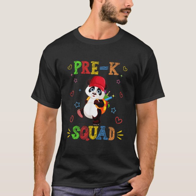Pre-K Squad Panda Back To School T-Shirt (Front)