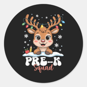 Pre-k Squad Reindeer Christmas Lights Cute Winter  Classic Round Sticker