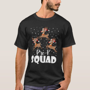 Pre K Squad Reindeer Funny Teacher Christmas Pajam T-Shirt