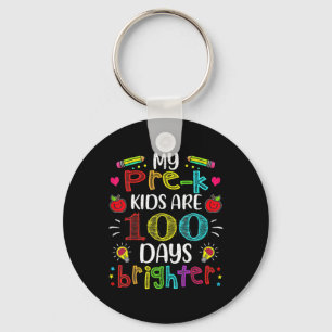 Pre-k Teacher 100 Days Brighter 100th Day Of Schoo Key Ring