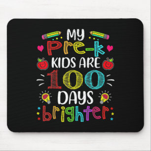 Pre-k Teacher 100 Days Brighter 100th Day Of Schoo Mouse Mat