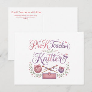 Pre-K Teacher and Knitter Teacher Postcard