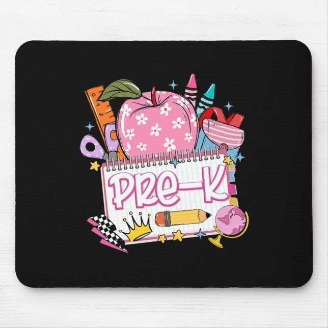 Pre-k Teacher Back To School Apple Notebook Retro  Mouse Mat (Front)