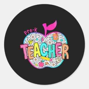 Pre-K Teacher Back To School Dalmatian Dots Classic Round Sticker