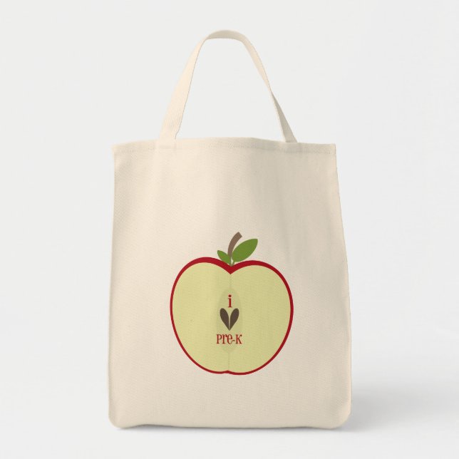 Pre-K Teacher Bag - Red Apple Half (Front)
