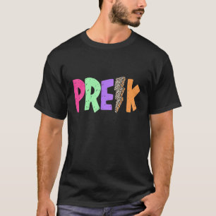 Pre K Teacher Colourful Lightening Bolt School St T-Shirt